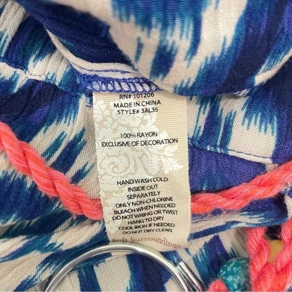 Soft Surroundings Maxi Skirt Blue Ikat Womens Petite Small Bohemian Hippie - Picture 7 of 8